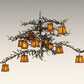Meyda Lighting Pine Branch 54" 12-Light Dark Burnished Antique Copper Valley View Chandelier With Honey Amber Art Shade Glass