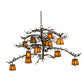 Meyda Lighting Pine Branch 54" 12-Light Dark Burnished Antique Copper Valley View Chandelier With Honey Amber Art Shade Glass