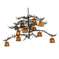 Meyda Lighting Pine Branch 54" 12-Light Dark Burnished Antique Copper Valley View Chandelier With Honey Amber Art Shade Glass