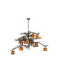 Meyda Lighting Pine Branch 54" 12-Light Dark Burnished Antique Copper Valley View Chandelier With Honey Amber Art Shade Glass