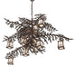 Meyda Lighting Pine Branch 54" 12-Light Oil Rubbed Bronze Valley View Chandelier With White Iridescent Shade Glass