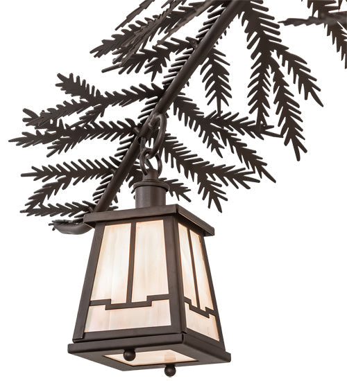Meyda Lighting Pine Branch 54" 12-Light Oil Rubbed Bronze Valley View Chandelier With White Iridescent Shade Glass