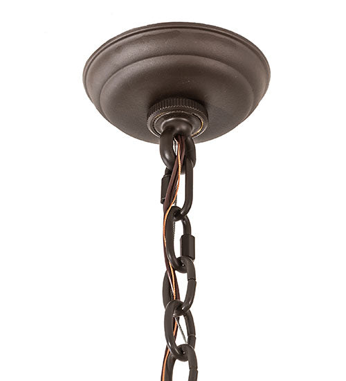 Meyda Lighting Pine Branch 54" 12-Light Oil Rubbed Bronze Valley View Chandelier With White Iridescent Shade Glass