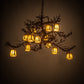 Meyda Lighting Pine Branch 54" 12-Light Rust Over Wrought Iron Valley View Chandelier With Beige Iridescent Art Shade Glass