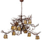 Meyda Lighting Pine Branch 54" 12-Light Rust Over Wrought Iron Valley View Chandelier With Beige Iridescent Art Shade Glass