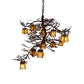 Meyda Lighting Pine Branch 54" 12-Light Rust Over Wrought Iron Valley View Chandelier With Beige Iridescent Art Shade Glass