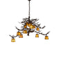 Meyda Lighting Pine Branch 54" 12-Light Rust Over Wrought Iron Valley View Chandelier With Beige Iridescent Art Shade Glass