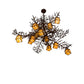 Meyda Lighting Pine Branch 54" 12-Light Rust Over Wrought Iron Valley View Chandelier With Beige Iridescent Art Shade Glass