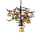 Meyda Lighting Pine Branch 54" 12-Light Rust Over Wrought Iron Valley View Chandelier With Beige Iridescent Art Shade Glass