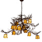 Meyda Lighting Pine Branch 54" 12-Light Rust Over Wrought Iron Valley View Chandelier With Beige Iridescent Art Shade Glass