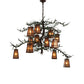 Meyda Lighting Pine Branch 54" 12-Light Rust and Green Branches Valley View Chandelier With Silver Mica Shade Glass