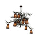 Meyda Lighting Pine Branch 54" 12-Light Rust and Green Branches Valley View Chandelier With Silver Mica Shade Glass