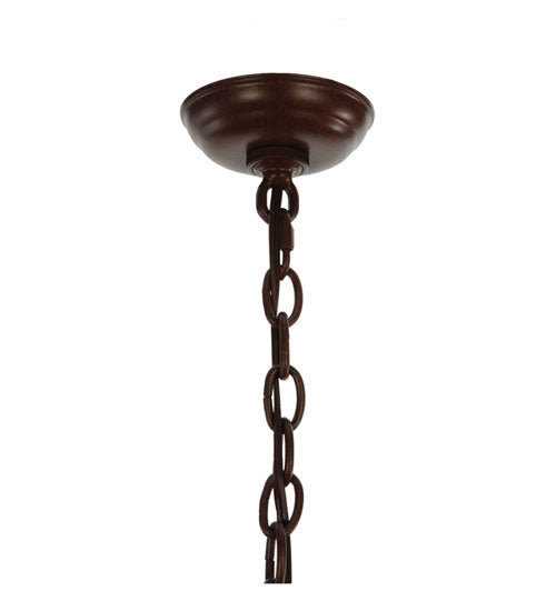 Meyda Lighting Pine Branch 54" 12-Light Rust and Green Branches Valley View Chandelier With Silver Mica Shade Glass