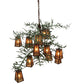 Meyda Lighting Pine Branch 54" 12-Light Rust and Green Branches Valley View Chandelier With Silver Mica Shade Glass
