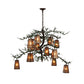Meyda Lighting Pine Branch 54" 12-Light Rust and Green Branches Valley View Chandelier With Silver Mica Shade Glass
