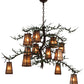 Meyda Lighting Pine Branch 54" 12-Light Rust and Green Branches Valley View Chandelier With Silver Mica Shade Glass