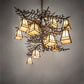 Meyda Lighting Pine Branch 55" 12-Light Antique Copper Valley View Chandelier With Beige Iridescent Shade Glass