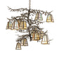 Meyda Lighting Pine Branch 55" 12-Light Antique Copper Valley View Chandelier With Beige Iridescent Shade Glass