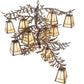 Meyda Lighting Pine Branch 55" 12-Light Antique Copper Valley View Chandelier With Beige Iridescent Shade Glass