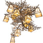 Meyda Lighting Pine Branch 55" 12-Light Antique Copper Valley View Chandelier With Beige Iridescent Shade Glass