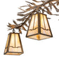 Meyda Lighting Pine Branch 55" 12-Light Antique Copper Valley View Chandelier With Beige Iridescent Shade Glass