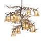 Meyda Lighting Pine Branch 55" 12-Light Antique Copper Valley View Chandelier With Beige Iridescent Shade Glass