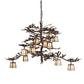 Meyda Lighting Pine Branch 55" 12-Light Vintage Copper Chandelier With White Opal Shade Glass