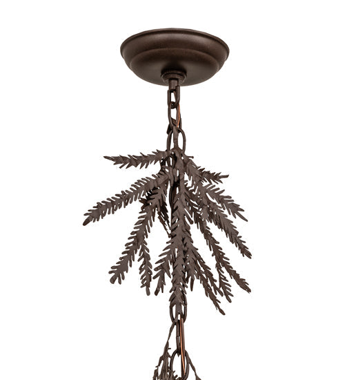 Meyda Lighting Pine Branch 6" Cafe Noir Valley View Mini Pendant Light With Honey Art Shade Glass