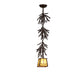 Meyda Lighting Pine Branch 6" Cafe Noir Valley View Mini Pendant Light With Honey Art Shade Glass