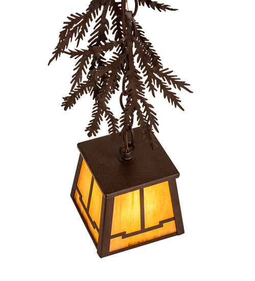 Meyda Lighting Pine Branch 6" Cafe Noir Valley View Mini Pendant Light With Honey Art Shade Glass