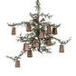 Meyda Lighting Pine Branch 62" 15-Light Cafe Noir & Green Branches Valley View Chandelier With Amber Mica Shade Glass