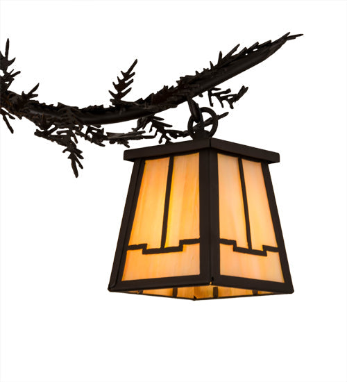 Meyda Lighting Pine Branch 66" 18-Light Oil Rubbed Bronze Valley View Chandelier With Beige Iridescent Shade Glass