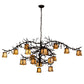 Meyda Lighting Pine Branch 66" 18-Light Oil Rubbed Bronze Valley View Chandelier With Beige Iridescent Shade Glass