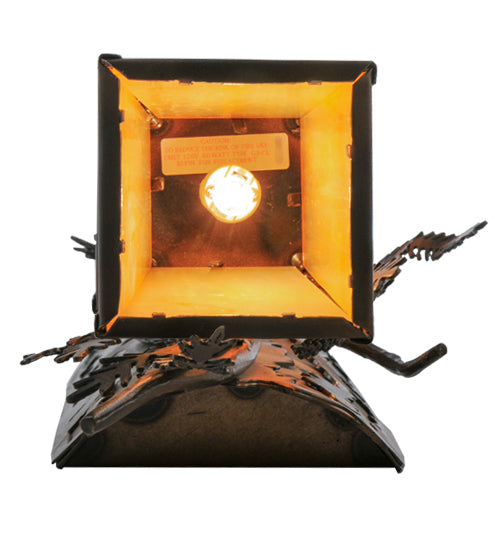 Meyda Lighting Pine Branch 7" 2-Light Dark Burnished Antique Copper Valley View Wall Sconce With Beige Iridescent Shade Glass