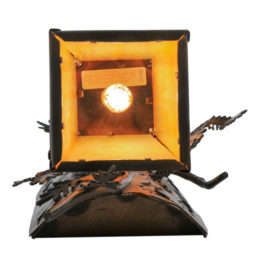 Meyda Lighting Pine Branch 7" 2-Light LED Antique Copper Valley View Wall Sconce With Beige Iridescent Shade Glass