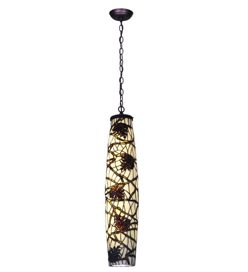 Meyda Lighting Pine Branch 7" 6-Light Mahogany Bronze Mini Pendant Light With Amber Shade Glass