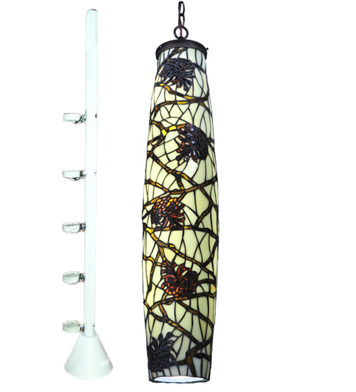 Meyda Lighting Pine Branch 7" 6-Light Mahogany Bronze Mini Pendant Light With Amber Shade Glass