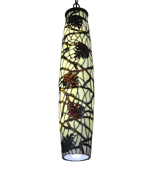 Meyda Lighting Pine Branch 7" 6-Light Mahogany Bronze Mini Pendant Light With Amber Shade Glass