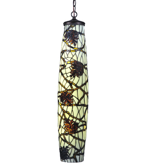 Meyda Lighting Pine Branch 7" 6-Light Mahogany Bronze Mini Pendant Light With Amber Shade Glass