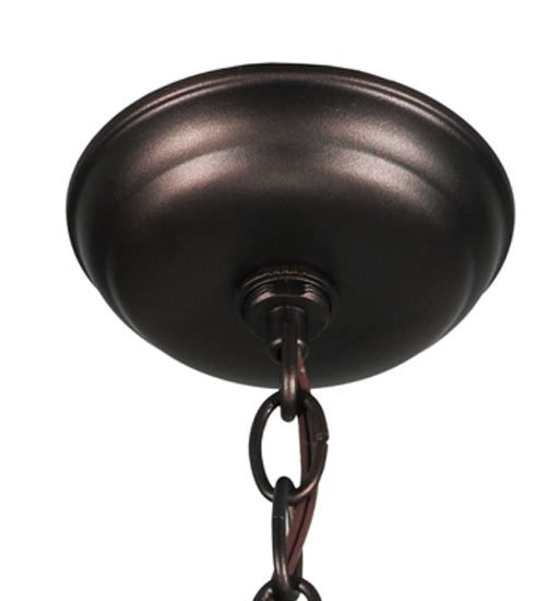 Meyda Lighting Pine Branch 7" 6-Light Mahogany Bronze Mini Pendant Light With Amber Shade Glass