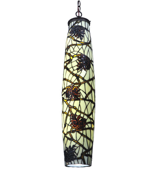Meyda Lighting Pine Branch 7" 6-Light Mahogany Bronze Mini Pendant Light With Amber Shade Glass