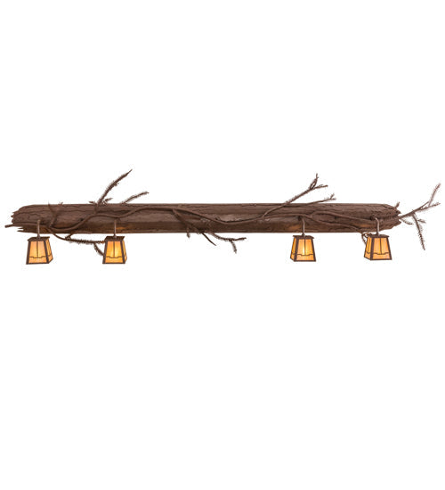 Meyda Lighting Pine Branch 74" 4-Light Rust & Wrought Iron Valley View Vanity Light With Beige Iridescent Shade Glass