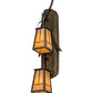 Meyda Lighting Pine Branch 8" 2-Light Antique Copper Valley View Wall Sconce With Beige Iridescent Shade Glass