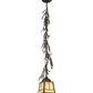 Meyda Lighting Pine Branch 8" Antique Copper Valley View Mini Pendant Light With Beige Art Shade Glass