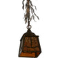 Meyda Lighting Pine Branch 8" Antique Copper Valley View Pendant Light With Amber Mica Shade Glass