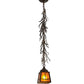 Meyda Lighting Pine Branch 8" Antique Copper Valley View Pendant Light With Amber Mica Shade Glass