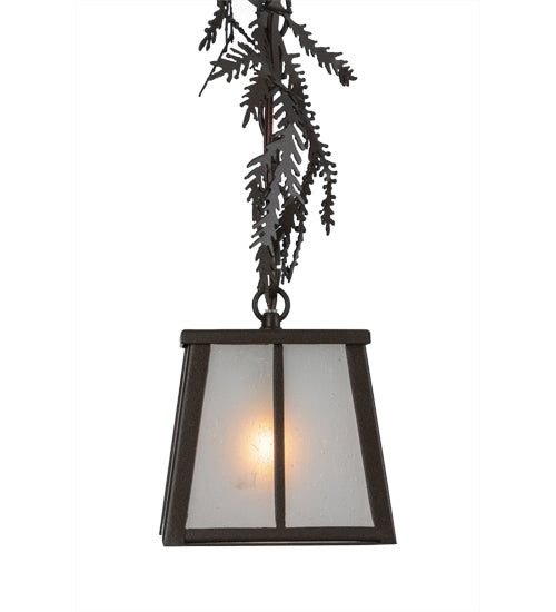 Meyda Lighting Pine Branch 8" Cafe Noir Mini Pendant Light With Frosted Seeded Shade Glass