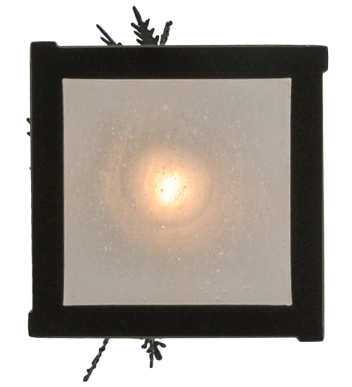 Meyda Lighting Pine Branch 8" Cafe Noir Mini Pendant Light With Frosted Seeded Shade Glass