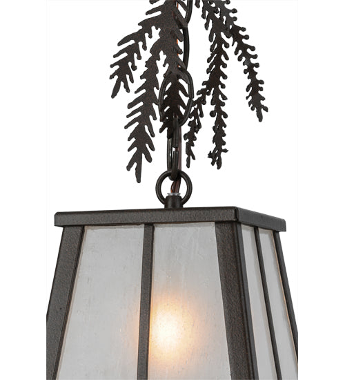 Meyda Lighting Pine Branch 8" Cafe Noir Mini Pendant Light With Frosted Seeded Shade Glass