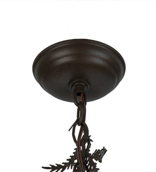 Meyda Lighting Pine Branch 8" Cafe Noir Mini Pendant Light With Frosted Seeded Shade Glass